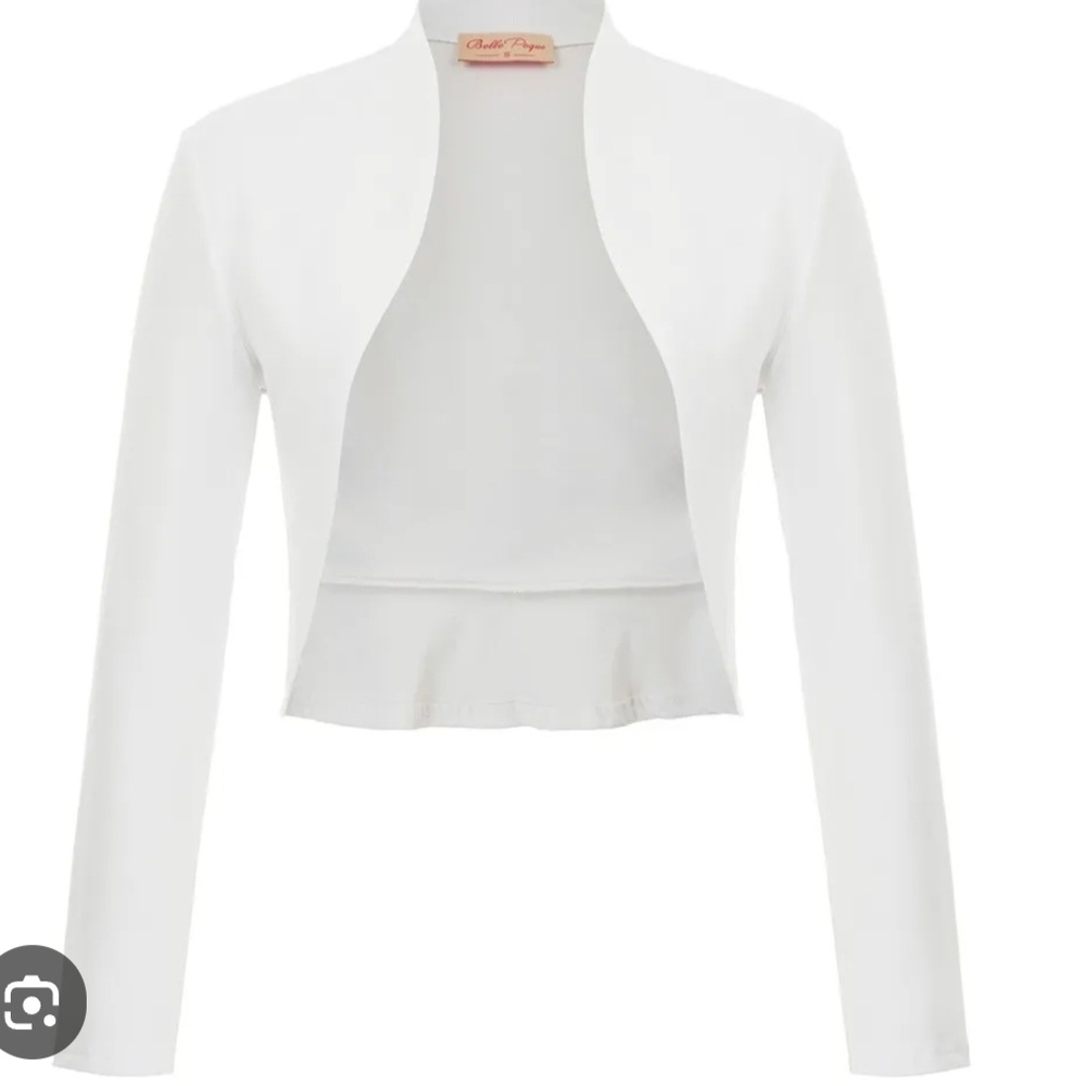 White Women's Vintage Cropped Cardigan